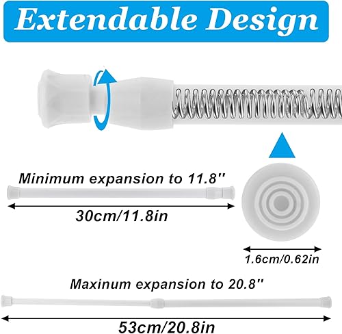 Lot de 3 petites tringles à rideaux réglables sans perçage pour penderie, fenêtre, placard, bibliothèque - Accroche Rideau - 30,5 à 50,8 cm (blanc) - Nail Gallerys