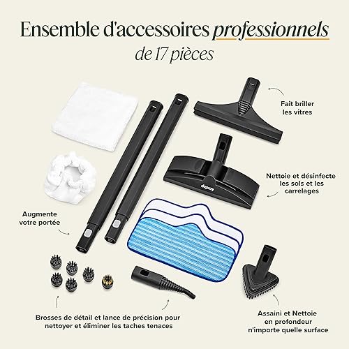 Nettoyeur vapeur Dupray Neat avec kit de 17 accessoires – Nettoyage puissant et sans produits chimiques pour sols, voiture, carrelage, joints et plus, performance polyvalente en profondeur - Nail Gallerys