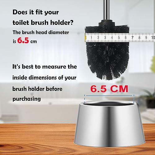 WAVEWO Brosse WC INOX de 3 têtes de Brosse WC de 7 cm de diamètre + 1 poignée en Acier Inoxydable 304 de 27 cm - Interchangeable et Durable (Blanc, Diamètre 6.5CM) - Nail Gallerys