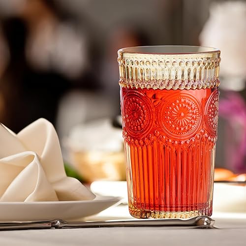 Relaxdays Verre à Boire, en Lot de 4, Convient au Lave-Vaisselle, Design Vintage, capacité : 360 ML, Non teinté - Nail Gallerys