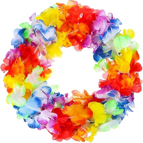 NIWWIN 20 Paquets de Fleurs hawaïennes Leis, Fournitures de fête Luau de Colliers de Fleurs élastiques, décorations hawaïennes Tropicales, décorations de fête de Plage, Cadeaux de fête d'anniversaire - Nail Gallerys