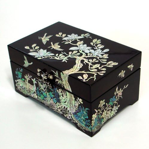 Boîte Coffre Bague Noir Intense Nacre Couleur Doré Artisanat Coréen MERE NATURE - Nail Gallerys