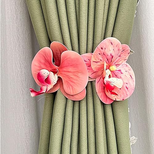 FOSDICK 2 Pièces Attache Rideau Corde, Fleur Embrasse pour Rideaux, Embrasse Rideau Phalaenopsis, Bohème Embrasses à Rideaux, Embrase de Rideaux pour La Maison, Le Bureau Décoration (Rose) - Nail Gallerys