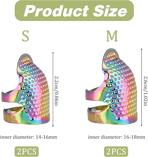 Lot de 4 dés à coudre réglables pour la couture en cuivre Protection des doigts Sewing Thimble Anneau en métal brillant Anneau de protection pour la couture à la main Artisanat - Nail Gallerys