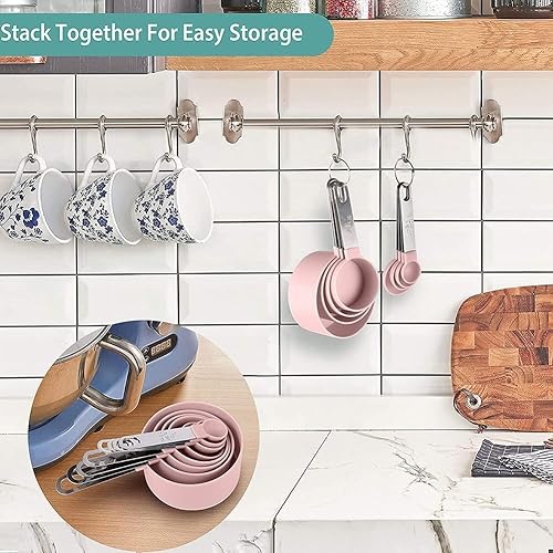 Lot de 8 cuillères à mesurer avec poignées en acier inoxydable Rose - Nail Gallerys