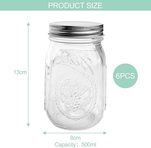 Rizthyn 6 Pièces Bocaux en Verre, Bocal en avec Couvercle, Hermétique Conserve pour Conservation Confiture, Miel, Gelée Sauces, Salade - Nail Gallerys