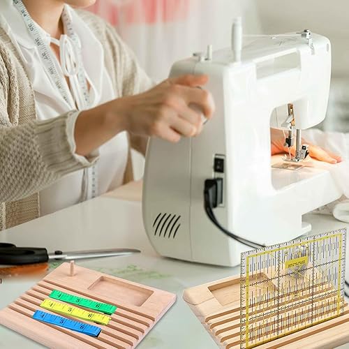 Gomice Support règle Courtepointe, Outil Patchwork à la Main pour Porte-bobines en Bois, 18 * 15cm Quilting Ruler Holder Wood Spools Rack pour la règle Couture, Les - Nail Gallerys