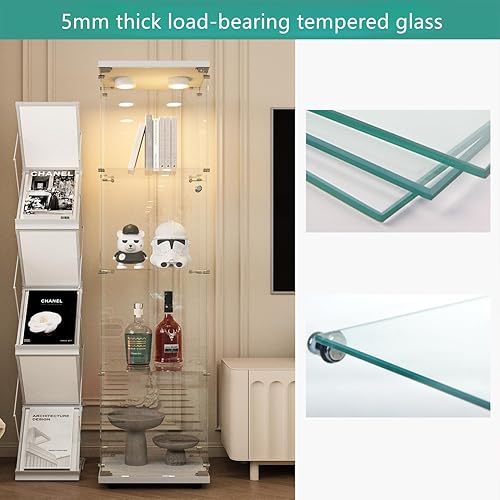 DGCZYXGL Vitrine en Verre,Vitrine en Verre 4 Couches avec LED,vitrine en Verre pour Salon,Transparent Armoir de Verre avec LED et Portes,vitrine de Collection, Noir - Nail Gallerys