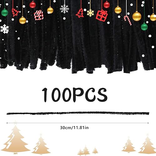 Lot de 100 nettoyeurs pour pipes en chenille - Couleur solide - Pour Halloween - Pour Noël - Artisanat - Fournitures de nettoyage épais pour pipes en chenille (vert foncé) - Nail Gallerys