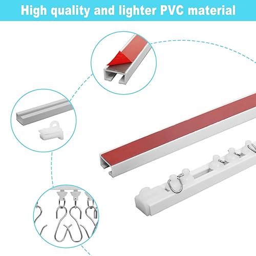 Rails à rideaux, Tringle à Rideau Adhésive, 3 Meter Rail de Rideau Sans Perçage, peut être Utilisé sur les Plafonds et les Murs, Convient à la Maison, au Bureau, à la Caravane - Nail Gallerys