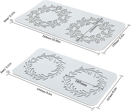 Molyorch 2 Pièces Moule de Silicone, Moule de Gaufrage, Pâtisserie Dentelle Fondant, Convient pour les Gâteaux, Desserts, Moule pour couronne de Noël art du Sucre, Décoration Artisanale. - Nail Gallerys