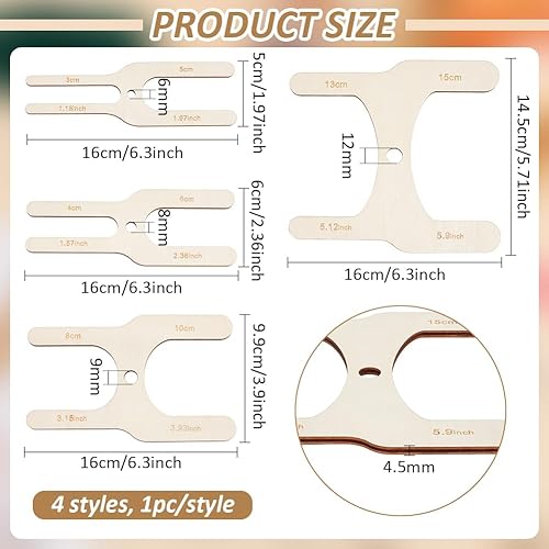 BENECREAT 4 Pcs 8 taille de Machine à Pompons en Bois pour Tisser des Boules de Peluche Outil de Fabrication de Boules de Laine en Forme de H Kit de Fabrication de Pompons en Bois pour L'Aiguille - Nail Gallerys
