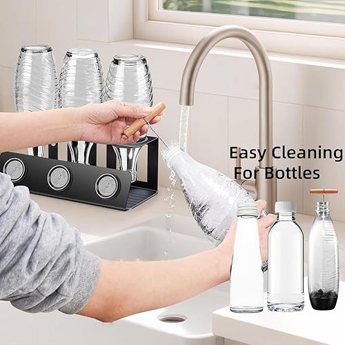 Double brosse longue et brosse - Brosse dure de 35 cm et éponge douce + brosse en silicone de 28 cm pour conteneurs SodaStream/Tall - Kit de nettoyage profond pour résidus stubborn et polissage doux - Nail Gallerys