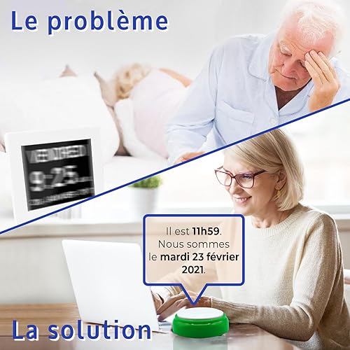 Rissler Horloge Parlante - Voix Française Claire - pour Alzheimer, Malvoyante ou Personne Agée - Idée Cadeau pour Grand Père - avec Réveil Alarme sonore pour Senior (Rouge et Blanc) - Nail Gallerys