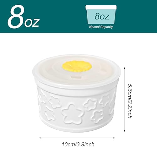 TAOCIGOU Lot de 6 ramequins à soufflé en porcelaine avec couvercles - Passe au four - 236,8 g - Pour crème brûlée - Blanc - Pour pudding et crème pâtissière (étoile) - Nail Gallerys