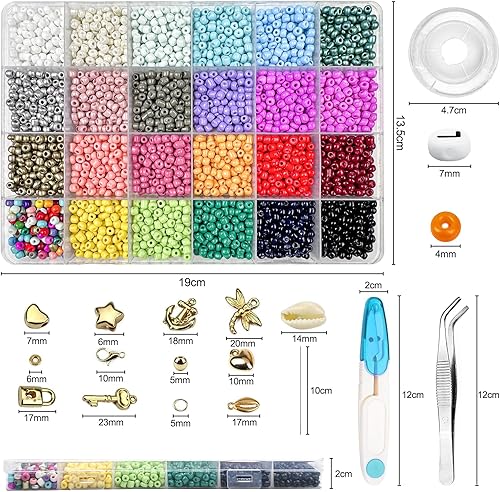 Magrimaxio 4000 PCS 4mm perles pour bracelet,perle lettres, kit perles avec fil pour bracelet perle, coffret de perles, Ciseaux et Pince à épiler, pour Fabrication de Bijoux, Colliers, DIY Artisanats - Nail Gallerys