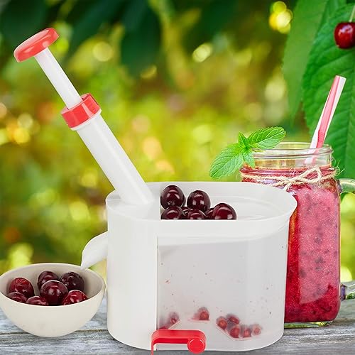 Relaxdays 10025516 Dénoyauteur de cerises avec ventouse en plastique et lame en acier inoxydable Blanc/rouge 18/8 - Nail Gallerys