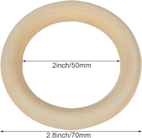 STARVAST Lot de 50 Anneaux de Bois Naturel 70mm, Anneaux Bois Cercle pour Artisanat, Bricolage, Décoration, Création de Bijoux - Nail Gallerys