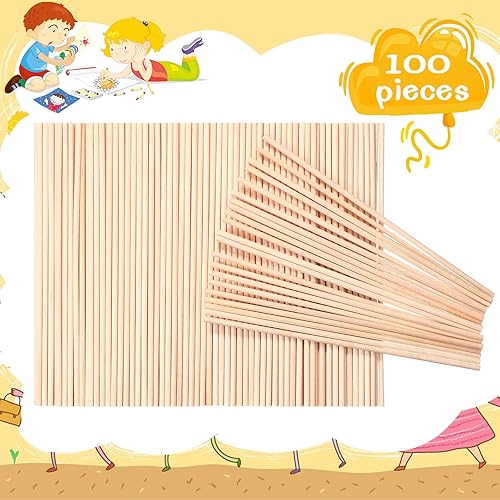 Inachevé Naturel Goujons en Bois 100 Pack (6 x 1/8 inch) - Nail Gallerys
