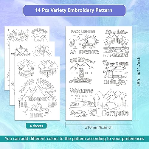 GLOBLELAND 4 feuille 11.7x8.3' stabilisateurs de Broderie Hydrosolubles pour Camping Paysage Montagnes Stabilisateurs de Couture à la Main Stabilisateur de Broderie Lavable Auto Adhésif - Nail Gallerys