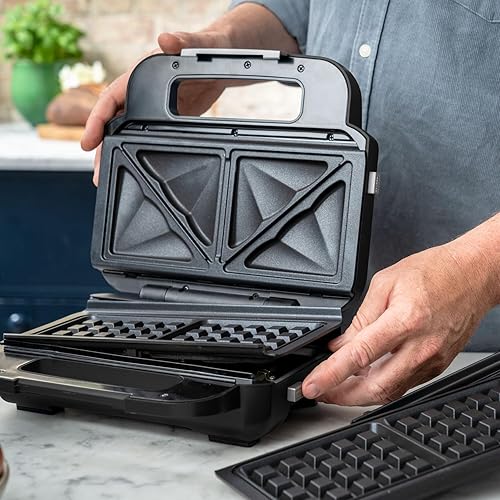 Tefal Jamie Oliver SW70J810 Appareil à croque-monsieur 2 en 1, plaques anti-adhésives, passe au lave-vaisselle, contrôle de la température et de fonctionnement, enrouleur de câble, acier inoxydable - Nail Gallerys