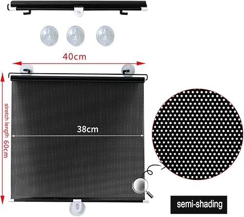 CABINE Sunshade Roller Blind,Retractable Suction Cup Curtain,Privacy Screen and Sun Protection,No Drilling Required/W50*L125Cm/20 * 49In - Nail Gallerys