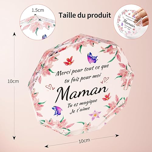 Hapculon Cadeau Fete des Meres, 2025 Cadeau Maman, Ornements en Acrylique, Cadeaux Anniversaire Noel Fete des Meres pour Maman Femme Mere Original - Nail Gallerys