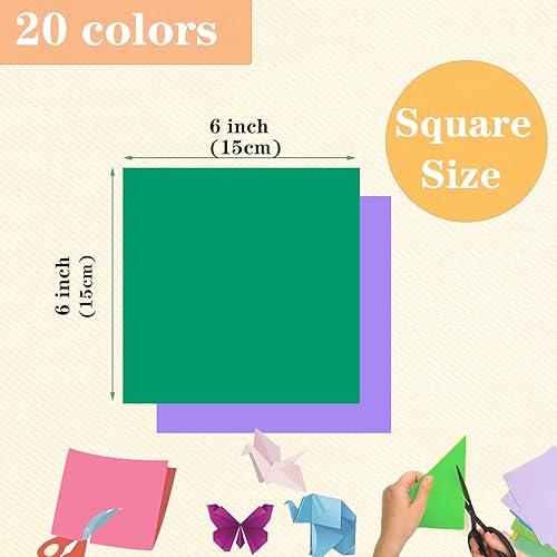 Lot de 300 feuilles de papier pliable carré double face 15 x 15 cm pour enfants, 20 couleurs de papier de bricolage coloré, papier origami pour enfants, école, art, projets d'artisanat - Nail Gallerys
