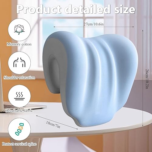 Occzin Coussin de nuque en mousse à mémoire de forme - Oreiller ergonomique pour chaises de bureau - Support de nuque (beige) - Nail Gallerys