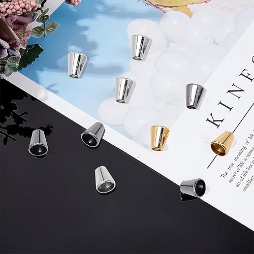 WKRTDY Set of 8 End Caps Metal End Caps Lanyard Caps Lanyard Plug Gold Silver for Lanyards Lanyard Lanyard Clothing Backpack Sportwear Paracord 13x10mm - Nail Gallerys