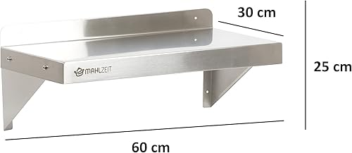 Mahlzeit Étagère Murale en Acier Inoxydable | 120 x 30 cm | étagère Murale, étagère Cuisine, Cuisine Gastro - Nail Gallerys