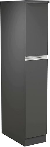 Dmora - Buffet de Cuisine Plinio, Armoire Polyvalente, Meuble de kitchenette, Support réfrigérateur Multifonctionnel, 100% Made in Italy, 60x60h165 cm, Anthracite et Chêne - Nail Gallerys