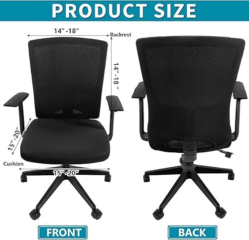 Tatuo Housse de Chaise de Bureau avec Housse d'Accoudoir et Dossier, Couverture de Siège Extensible Universelle Protecteur de Chaise d'Ordinateur Rotatif Élastique (Noir, 1 Set) - Nail Gallerys