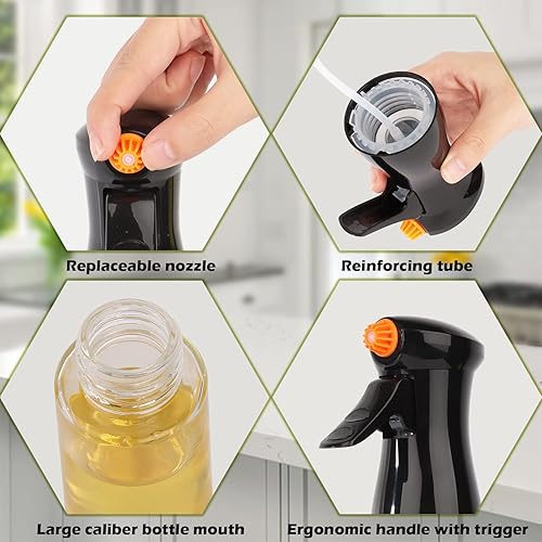 UKOFEW Pulvérisateur d'huile，Spray Huile Cuisine，Vaporisateur d'huile de cuisine,pour Griller, Cuire Au Four, Salades,Pulverisateur Huile Olive en Flacon Distributeur - Nail Gallerys