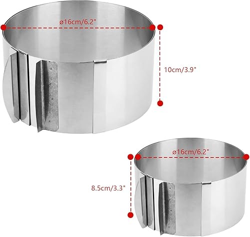 Jomdjmskes 2 Pcs Cercle a Patisserie Reglable, Cercle Gateau Extensible Ø 16-30 cm, Rond Moules Gâteaux, Réutilisation Acier Inoxydable Moules à Pâtisserie avec Echelle pour Dessert, Tarte, Mousse - Nail Gallerys