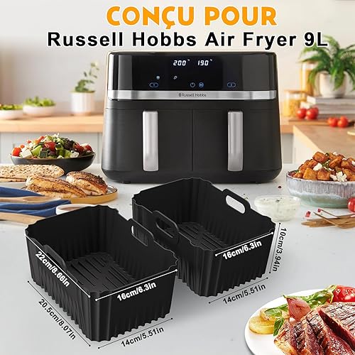 Accessoires Air Fryer pour Russell Hobbs Air Fryer 9 Liter - Moule Silicone Air Fryer & Grille pour Russell Hobbs, Moule Cake, Moule Pain Etc. 17 Pièces Russell Hobbs Air Fryer Accessoires Sur Mesure - Nail Gallerys