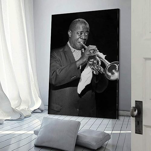 ZZXCHG Peintures Sur Toile 60x80 Louis Armstrong Jazz Musicista Tela decorativa Wall Art Soggiorno Poster Camera da letto Senza Cornice - Nail Gallerys