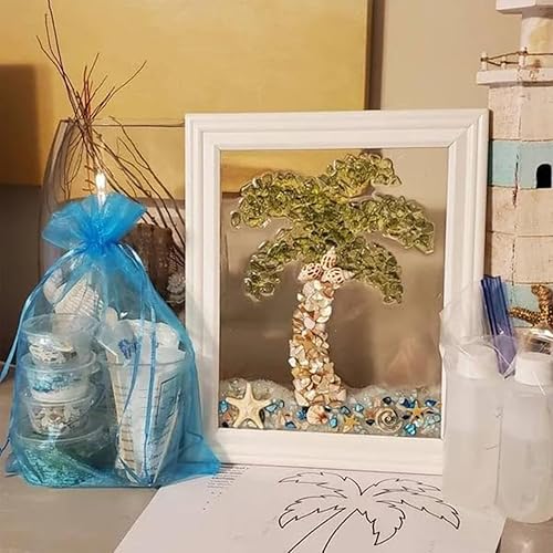 Bimhayuu Kit d'art en Verre de Mer, Kit d'art de Plage en Résine DIY, Cadre d'art en Verre de Mer Décoration de Maison Cadeaux pour Femme et Amis (B) - Nail Gallerys