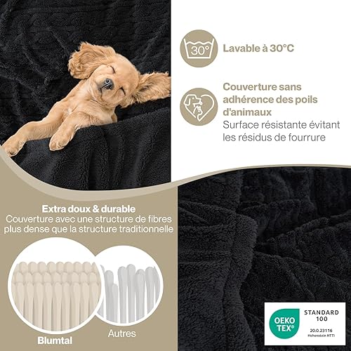 Blumtal Couverture Chaude 230x270 cm avec Motif torsadé - Couverture Polaire certifiée Oeko-TEX + intérieur Sherpa Doux - couvertures et Plaids - Plaid XXL - couvertures, Plaids et boutis Bleu-Ivory - Nail Gallerys