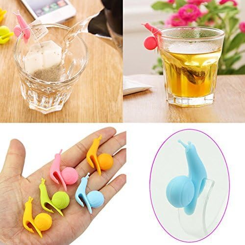 Uteruik 10pcs Mignon Escargot Forme Silicone Porte Sachet De Thé Tasse Tasse De Bonbons Couleurs Ensemble Cadeau - Nail Gallerys