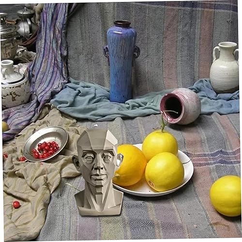 Modèle de tête plane, tête de mannequin humain pour croquis, tête de modèle de résine réaliste, modèle de dessin stable portable compact pour les étudiants, enseignement, décoration / 4in - Nail Gallerys