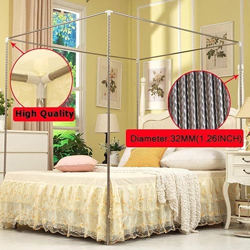 Cadre de lit à baldaquin en Acier Inoxydable à 4 Coins, Support de moustiquaire, Cadre de Filet de lit à baldaquin, Accessoires de décoration de Chambre complète - Nail Gallerys