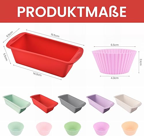 Bugucat Lot de 5 moules à pain en silicone anti-adhésif pour gâteaux et pain, passent au four et au lave-vaisselle, accessoires de qualité supérieure - Nail Gallerys