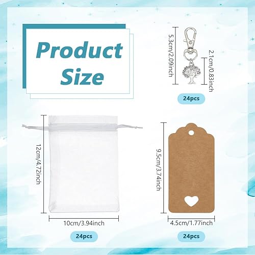 AHANDMAKER Lot de 24 porte-clés arbre de vie avec cartes de remerciement et sacs en organza, connecteur arbre de vie pour la fabrication de bijoux, cadeaux de communion, cadeaux de famille, décoration - Nail Gallerys
