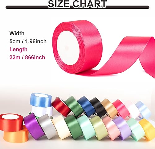 Ruban bleu clair de 50 mm de large, ruban bleu clair de 5 cm d'épaisseur, adapté aux emballages cadeaux, nœuds, bouquets, artisanat, décorations de voiture de mariage, gâteaux - Nail Gallerys