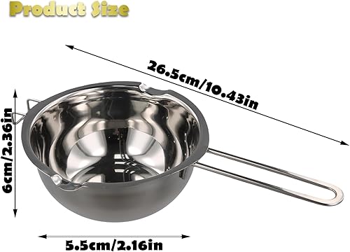 YILANJIN Bol de Fusion, 1000 ML Pot de Fusion au Chocolat en Acier Inoxydable, Pot de Fusion de Bougies avec Poignéé, Melting Pot en Acier Inoxydable pour Pâtisserie, Fromage, Caramel (Argent) - Nail Gallerys