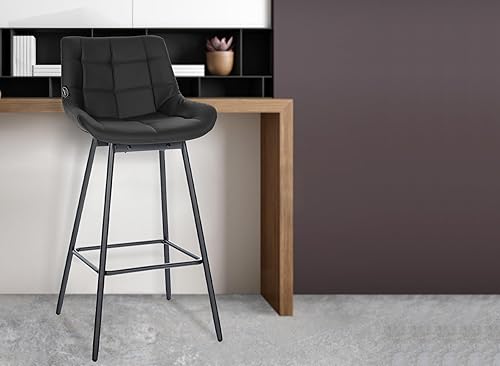 CLP Tabouret De Bar Pivotant Weston I Pivotant À 90 degrés avec Réglage I Siège Rembourré avec Motif Matelassé, Couleur:Gris, Matériel:Velours - Nail Gallerys