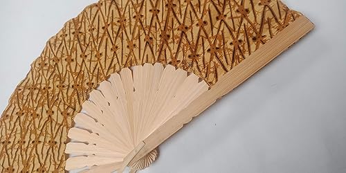 Générique EVENTAIL Fan Fait Main Tissu Batik + Bambou ECO-Responsable Pliable 23CM/43CM (Agrumes) - Nail Gallerys