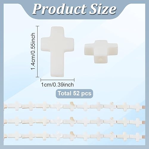 WEBEEDY 52 pièces Perles de Coquille de Croix Charm Perle de Nacre Blanche pour la Fabrication de Bijoux DIY Colliers Bracelets Boucles D'Oreilles Artisanat Fait Main Cadeau D'Anniversaire 1.4x1cm - Nail Gallerys