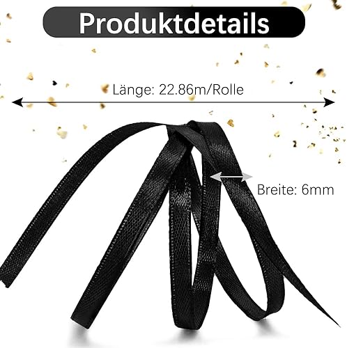 Ruban cadeau en soie blanc 6 mm - Ruban cadeau de mariage - Ruban décoratif en tissu - Pour emballage cadeau de Noël, baptême, bricolage - Nail Gallerys